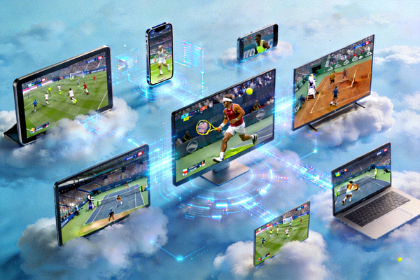 云端观赛场景展示多屏幕高清体育直播画面
